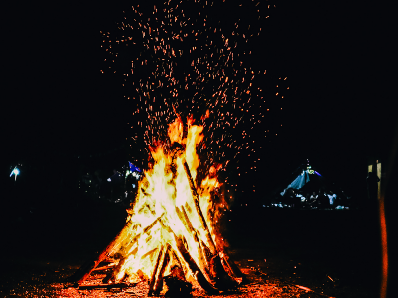 Burning Snowman Community Bonfire